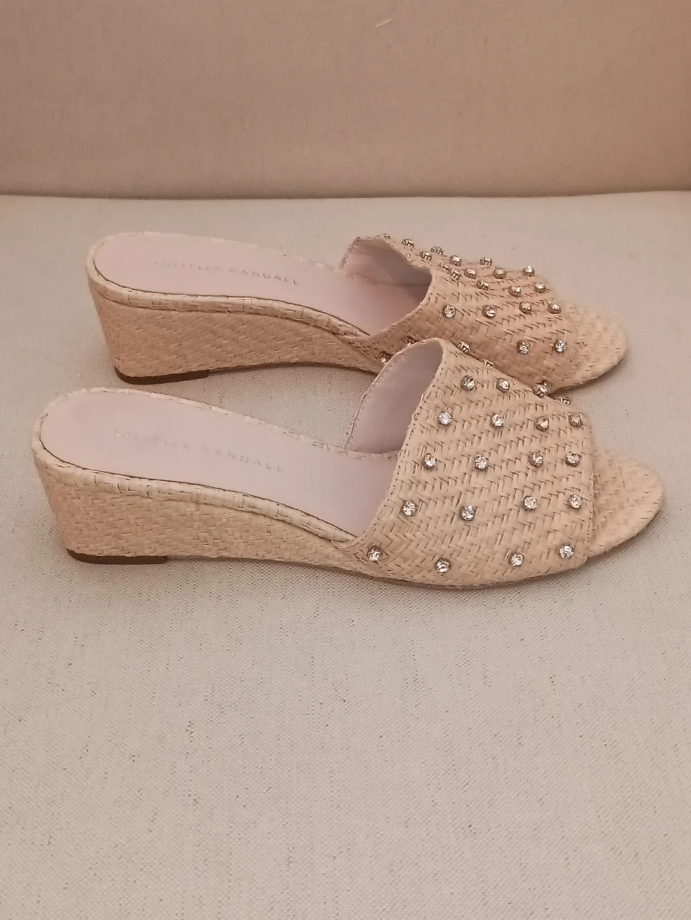 Loeffler Randal Twilly Wedge Slides Natural Straw Raffia Size 8.5 - Picture 12 of 13